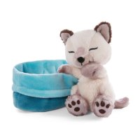 Siamkatze Sleeping Kitties mit türkisen Körbchen | Kuscheltier.Boutique