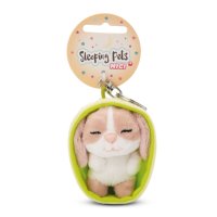 NICI Schlüsselanhänger Sleeping Bunnies Hase cappuchino mit Etikett | Kuscheltier.Boutique