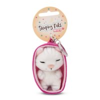 NICI Schlüsselanhänger Katze Sleeping Kitties weiß mit Etikett | Kuscheltier.Boutique