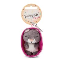 NICI Schlüsselanhänger Katze Sleeping Kitties dunkelgrau mit Etikett | Kuscheltier.Boutique