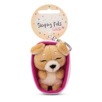 NICI Schlüsselanhänger Sleeping Puppies hellbrauner Hund mit Etikett | Kuscheltier.Boutique