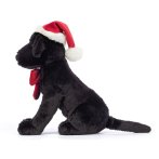 Jellycat Weihnachtshund Pippa Black Labrador mit Mütze | Kuscheltier.Boutique