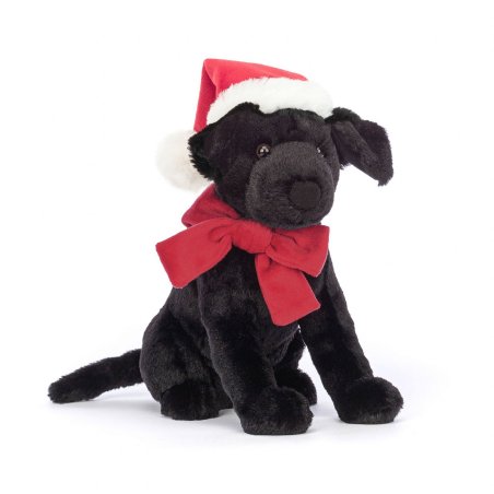 Jellycat Weihnachtshund Pippa Black Labrador Vorderseite | Kuscheltier.Boutique