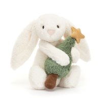 Jellycat Hase Bashful Bunny mit Weihnachtsbaum Vorderseite | Kuscheltier.Boutique