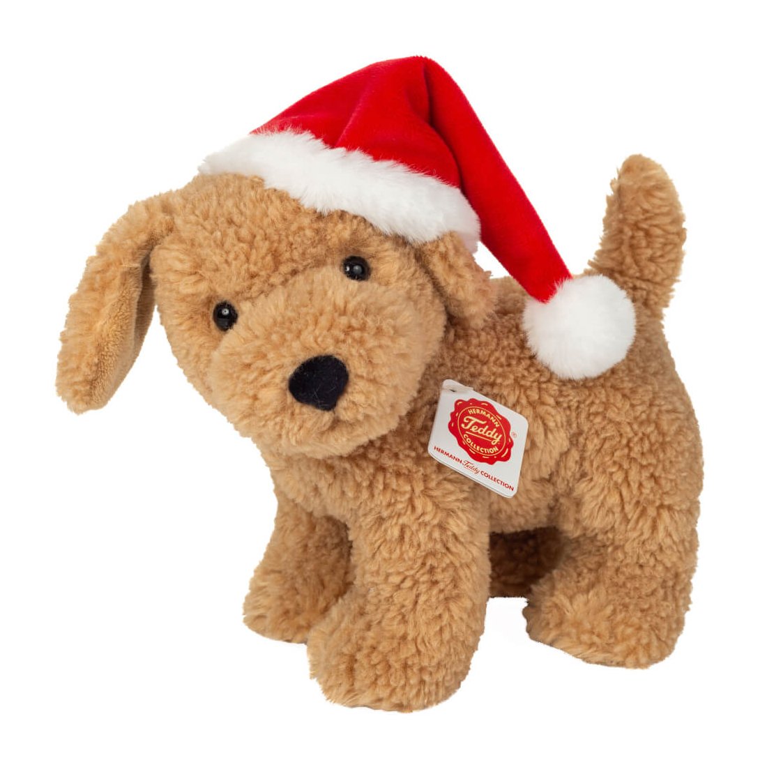 Hermann TEDDY Weihnachtshund mit Mütze Vorderseite | Kuscheltier.Boutique