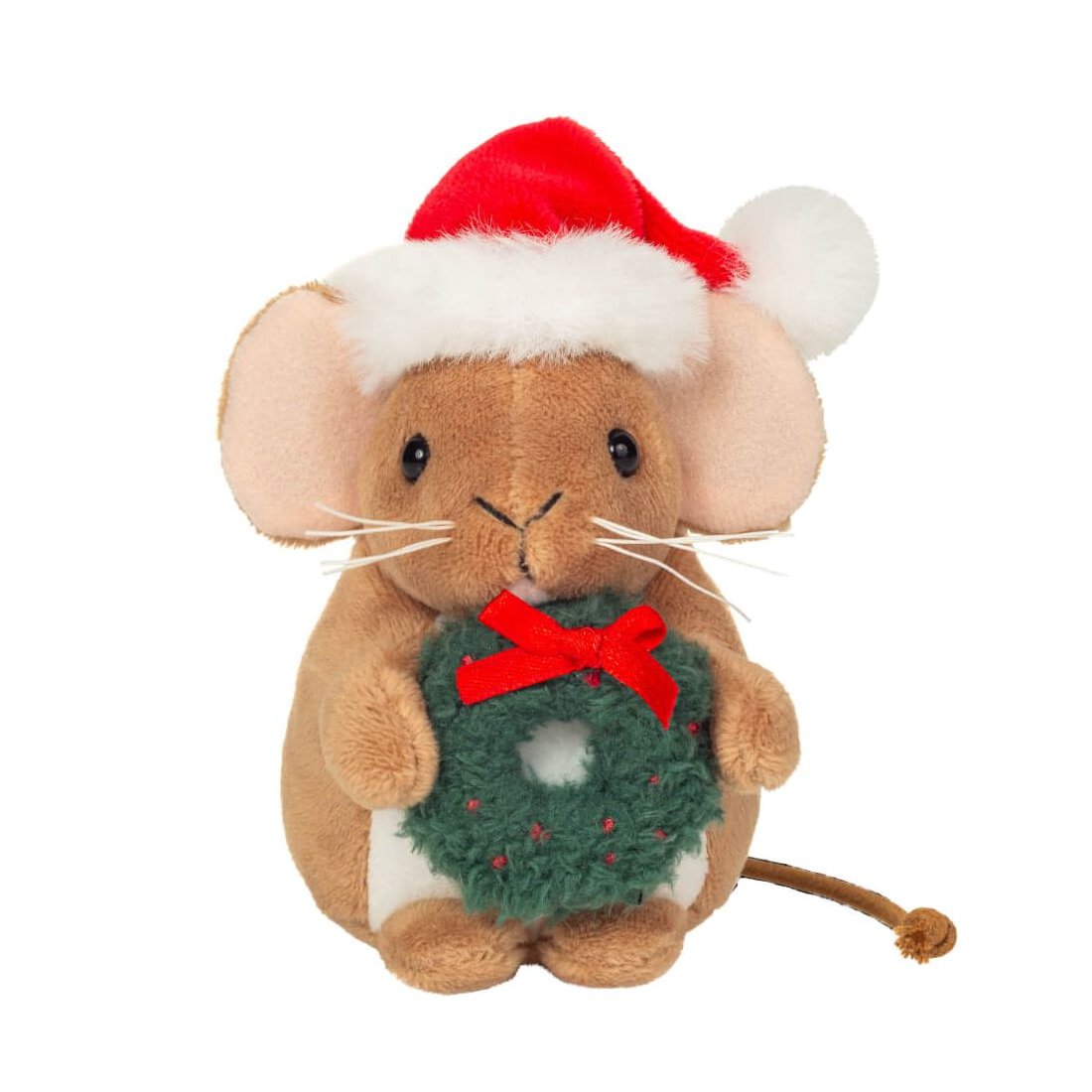 Hermann TEDDY Weihnachtsmaus mit Kranz Vorderseite | Kuscheltier.Boutique