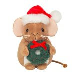 Hermann TEDDY Weihnachtsmaus mit Kranz Vorderseite | Kuscheltier.Boutique