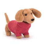 Jellycat Dackel Sweater Sausage Dog pink Vorderseite | Kuscheltier.Boutique