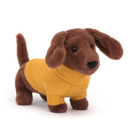 Jellycat Dackel Sweater Sausage Dog yellow Vorderseite | Kuscheltier.Boutique