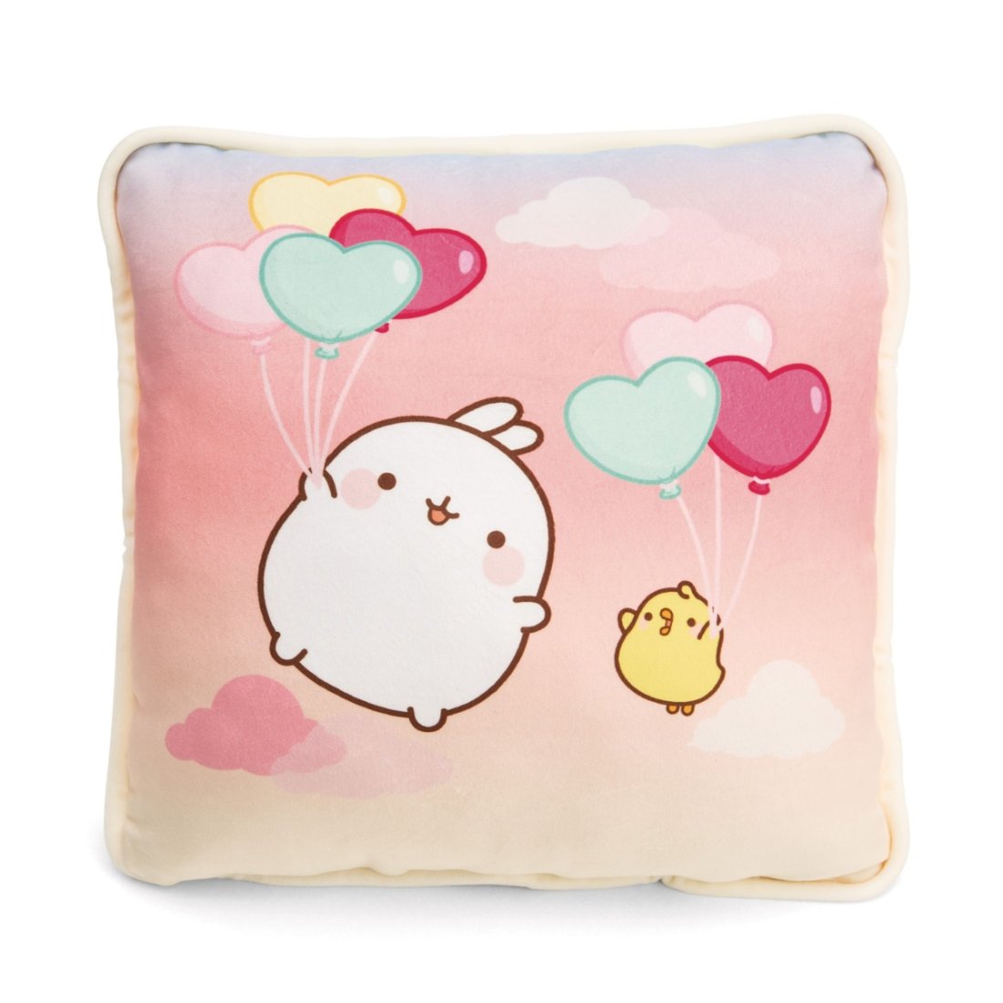 NICI Molang mit Herzballon quadratisches Kissen | Kuscheltier.Boutique